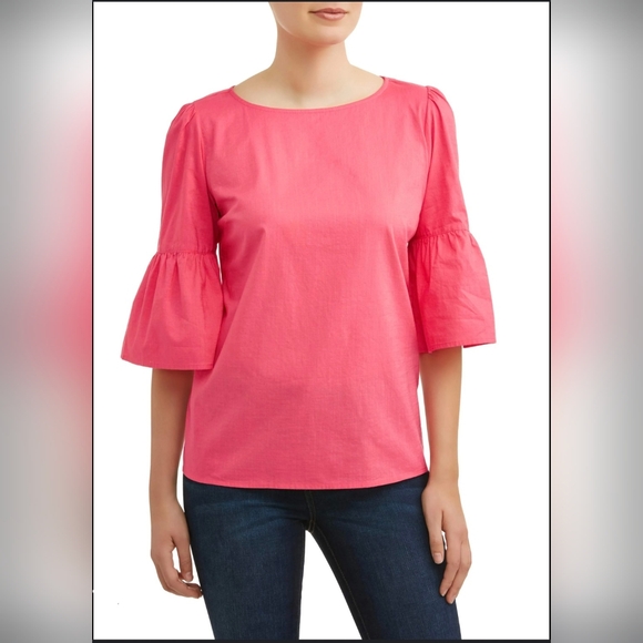 Time and Tru Tops - Time and Tru Pink Bell Sleeve Blouse